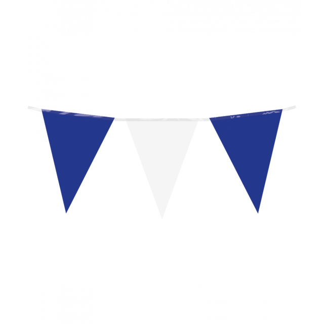 Vlaggenlijn / slinger - 10 meter -  blauw / wit vlaggetjes