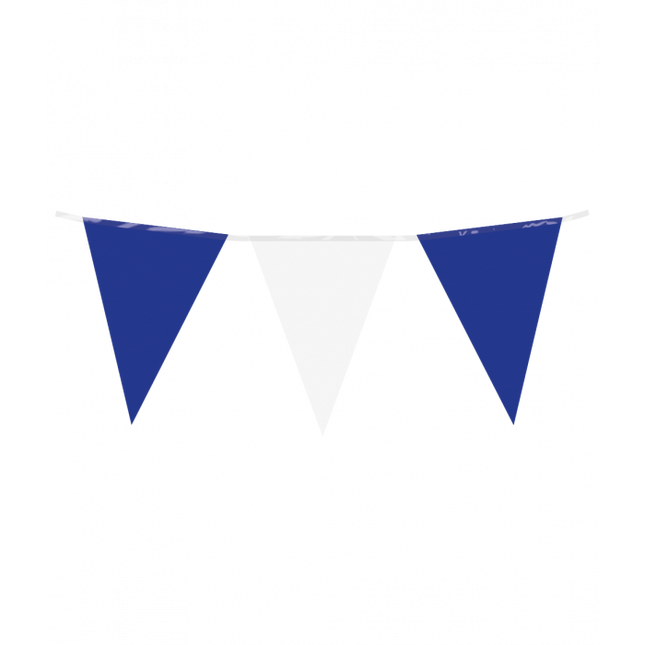Vlaggenlijn - 10 meter - 20 x 30 cm -  blauw/wit