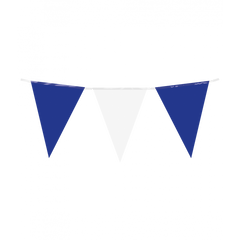 Vlaggenlijn - 10 meter - 20 x 30 cm -  blauw/wit