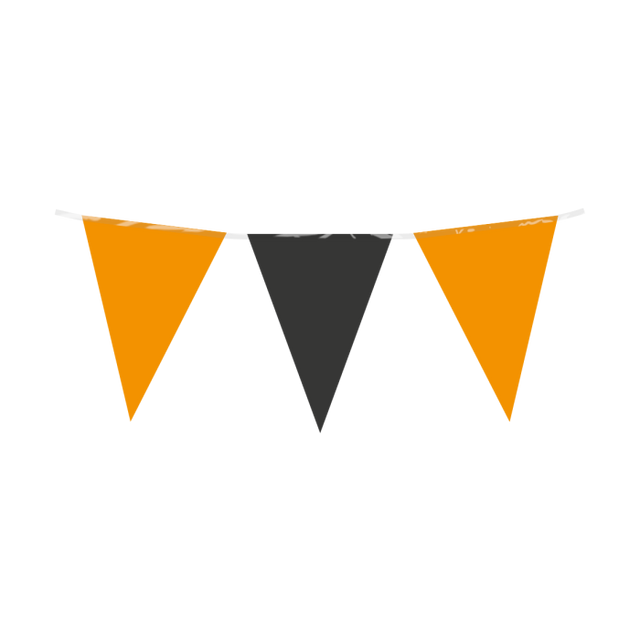 Vlaggenlijn / slinger - 10 meter - 20 x 30 cm -  zwart/oranje vlaggetjes