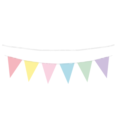 GRATIS Vlaggenlijn / slinger - 10 meter - pastel meerkleurig vlaggetjes