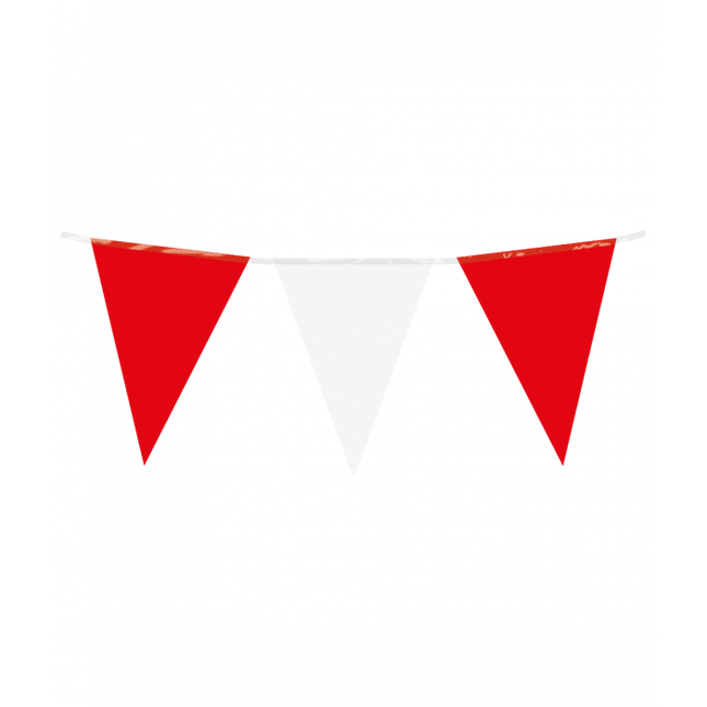 Vlaggenlijn - 10 meter - 20 x 30 cm -  rood/wit