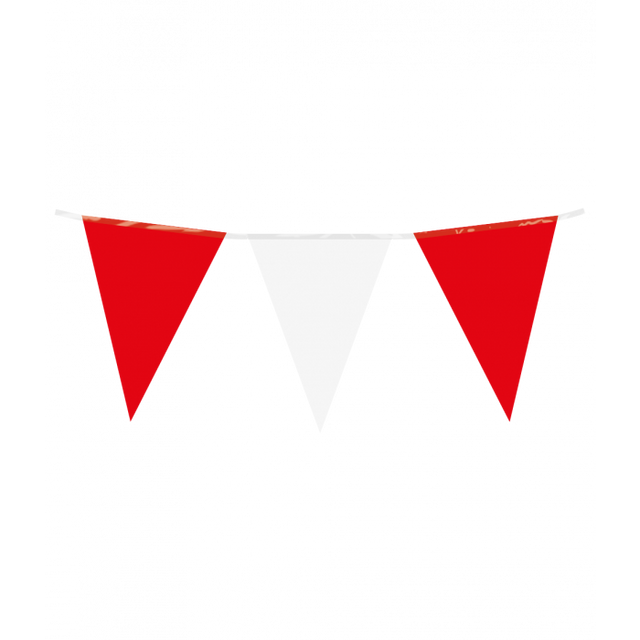 Vlaggenlijn / slinger - 10 meter - rood / wit vlaggetjes