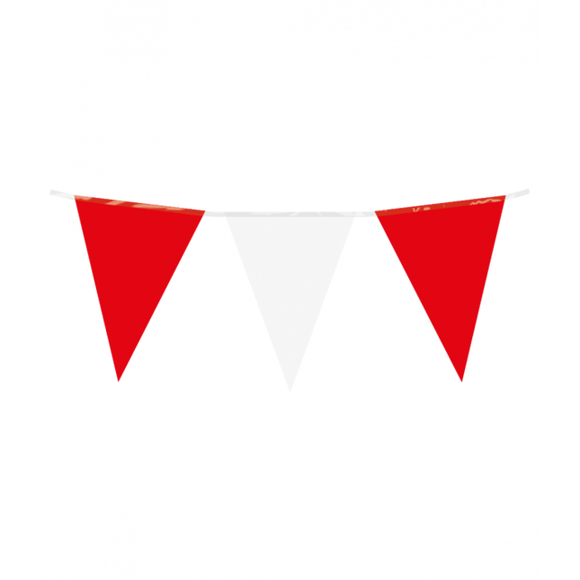 Vlaggenlijn - 10 meter - 20 x 30 cm -  rood/wit