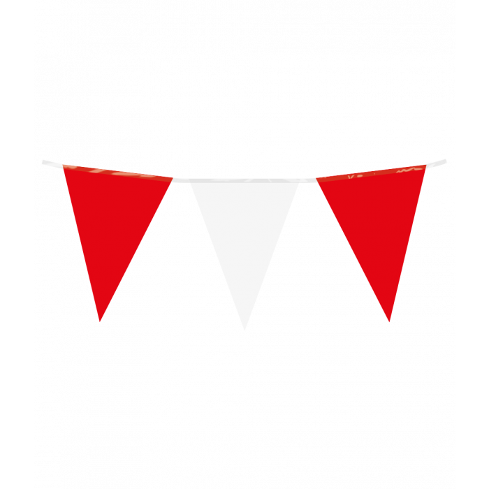 Vlaggenlijn / slinger - 10 meter - rood / wit vlaggetjes