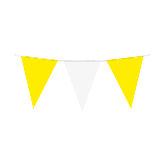 Vlaggenlijn - 10 meter - 20 x 30 cm -  geel/wit