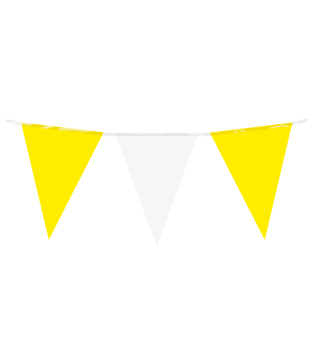Vlaggenlijn / slinger - 10 meter - geel / wit vlaggetjes