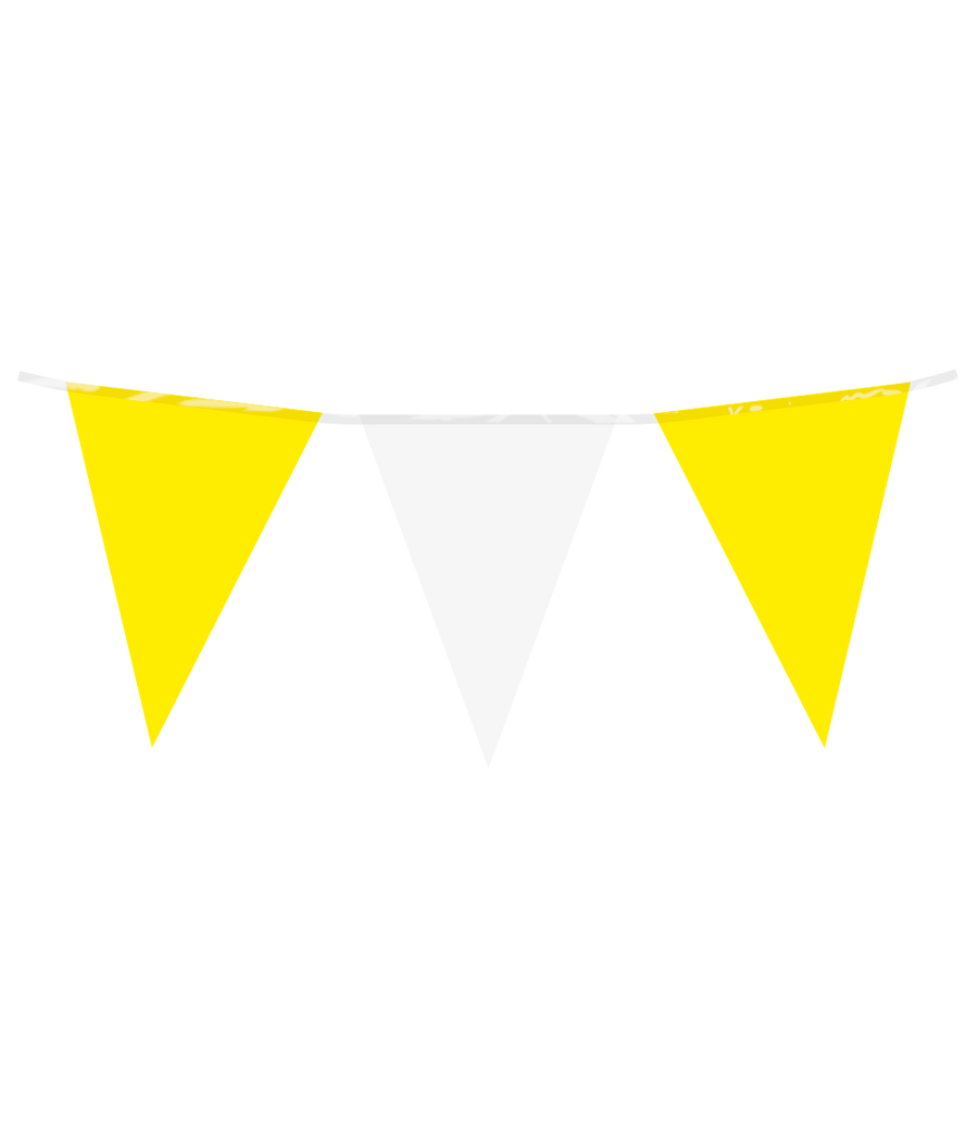 Vlaggenlijn / slinger - 10 meter - geel / wit vlaggetjes