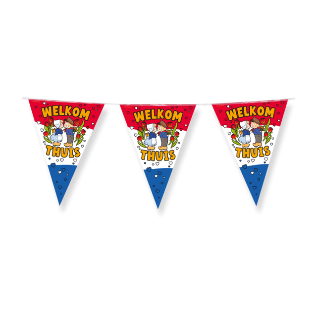 Welkom thuis Vlaggenlijn / slinger - 10 meter - vlaggetjes