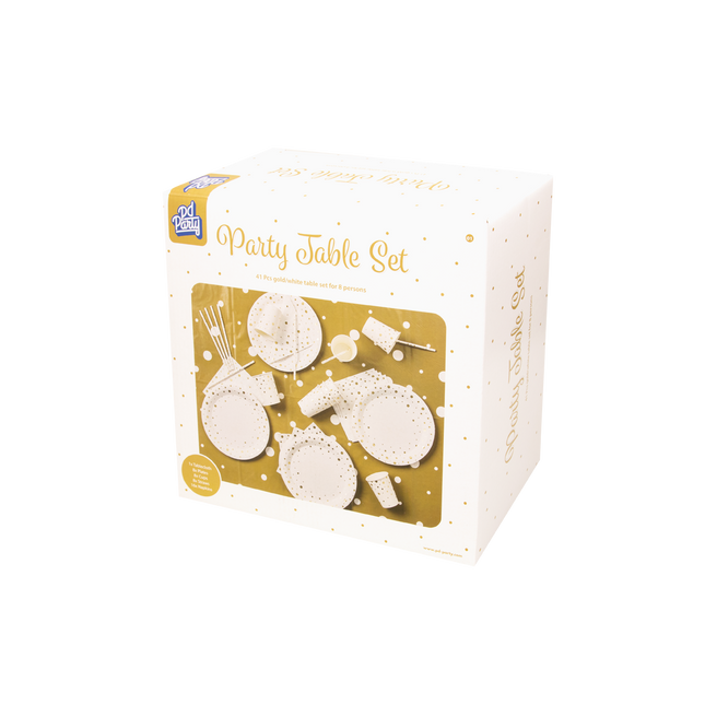 Tafelset 41-delig - goud en wit