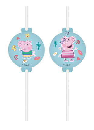 Peppa Pig papieren rietjes - 4 stuks