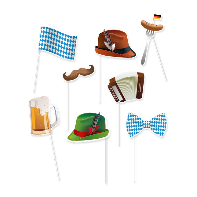 Oktoberfest Photobooth props - 8 stuks