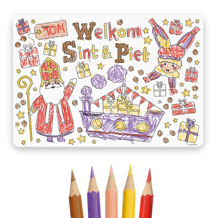 Placemat Sinterklaas - 4 stuks (incl. potloden)