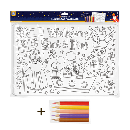 Placemat Sinterklaas - 4 stuks (incl. potloden)