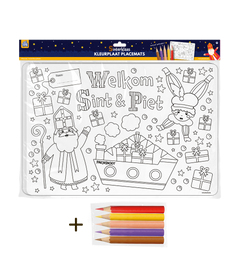 Placemat Sinterklaas - 4 stuks (incl. potloden)