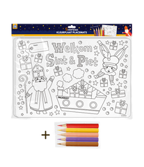 Placemat Sinterklaas - 4 stuks (incl. potloden)