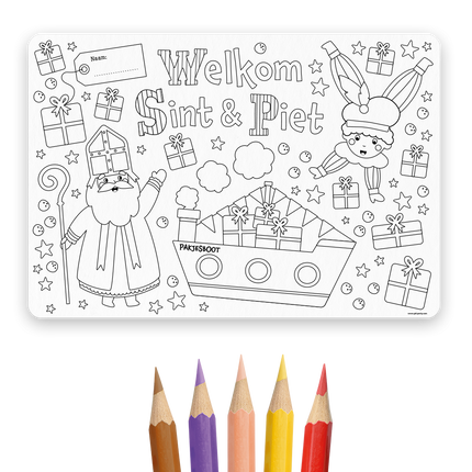 Placemat Sinterklaas - 4 stuks (incl. potloden)