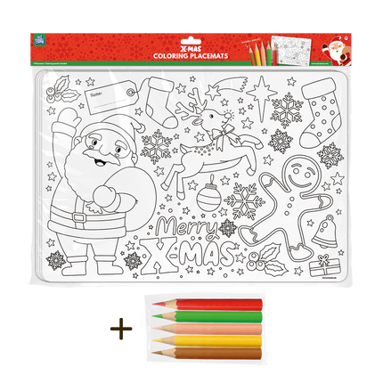 Placemat Kerstmis - 4 stuks (incl. potloden)