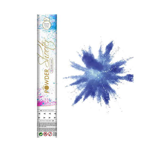 Gender Reveal Poeder shooter - 30 cm - blauw