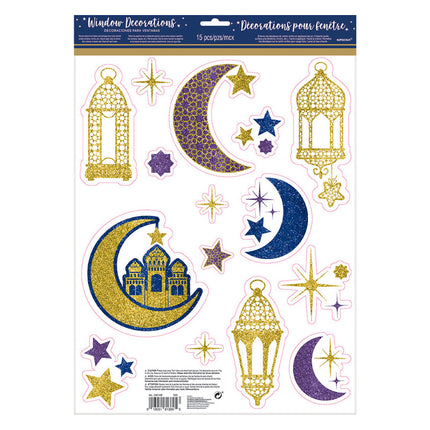 Raamsticker - 15 stickers Eid Mubarak