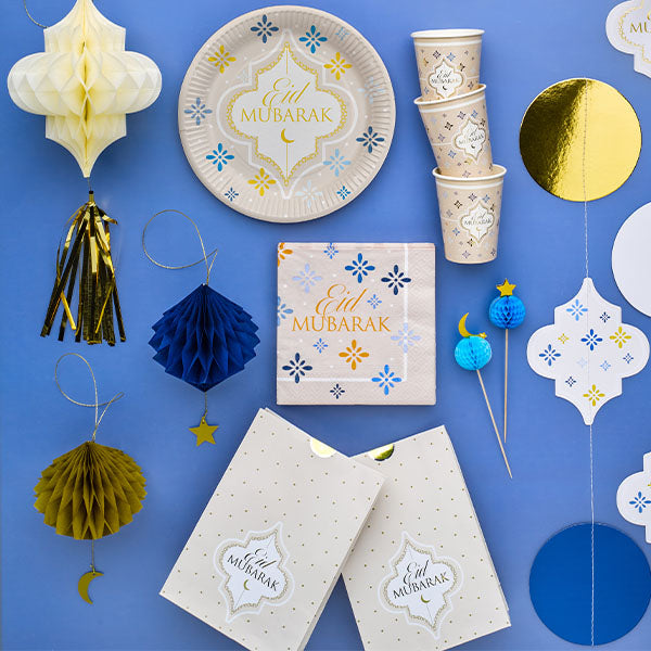 Papieren uitdeeltasje - 4 stuks - 15 x 21 cm - Eid Mubarak