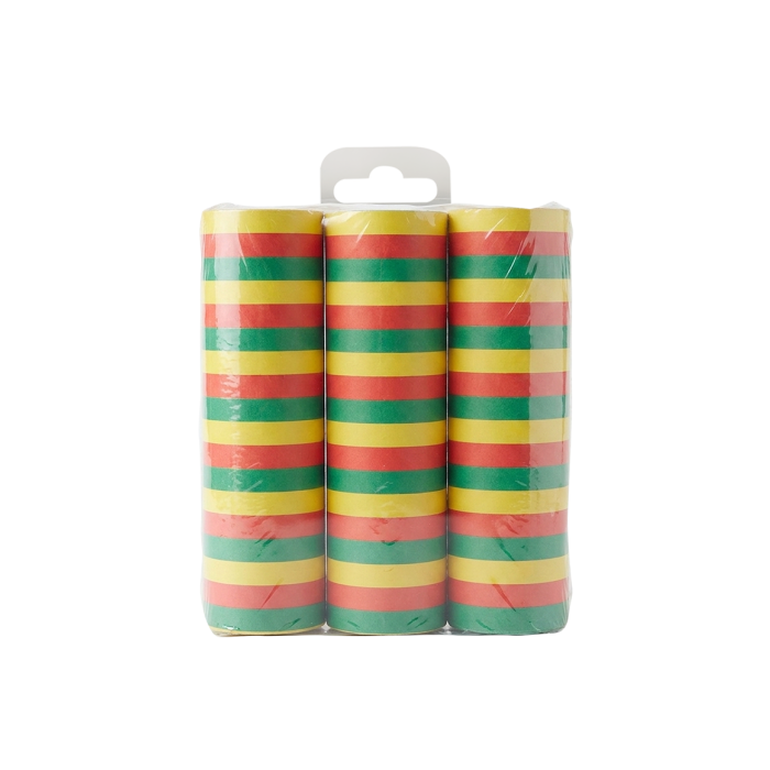 Serpentines Carnaval - rood geel groen - 3 stuks
