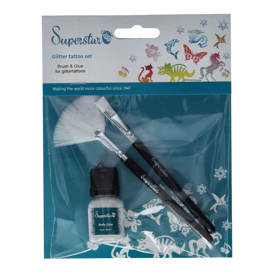 Superstar Borstel & Lijmset voor glittertattoo