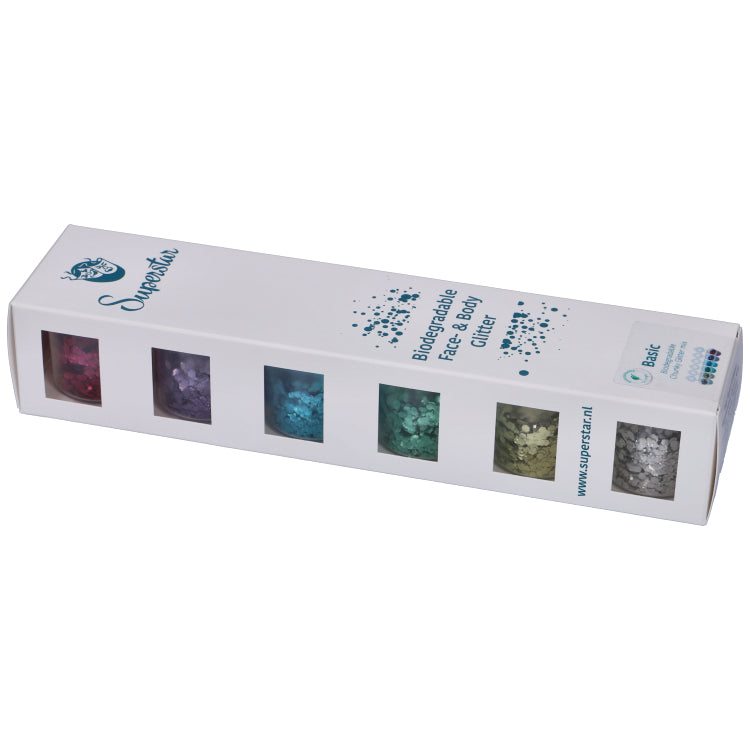 Superstar Chunky glitter 6-pack biologisch afbreekbaar - 100 ml totaal