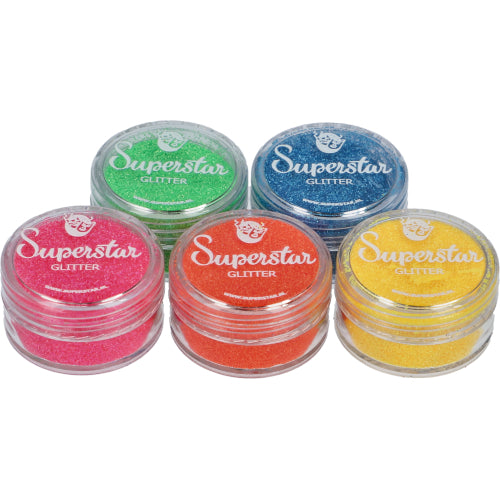 Superstar Glitterset Fluor voor Glitter tattoo - 5 x 5 ml