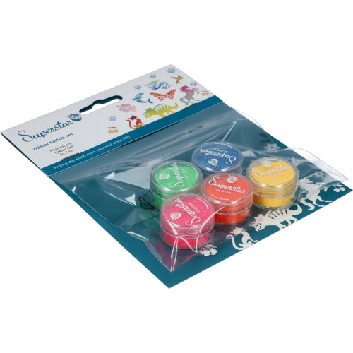 Superstar Glitterset Fluor voor Glitter tattoo - 5 x 5 ml