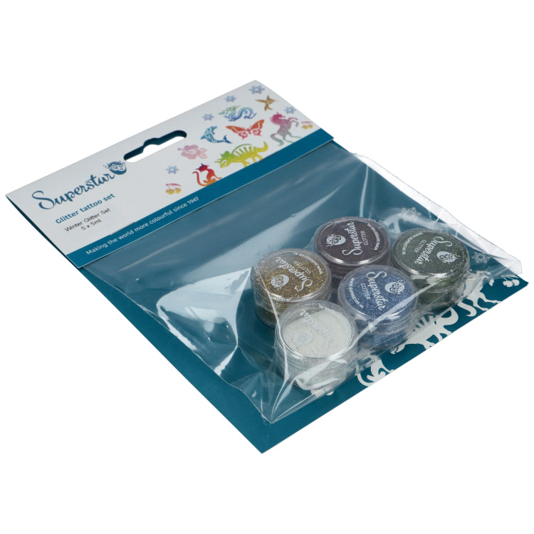 Superstar Glitterset Winter voor glitter tattoo - 5 x 5 ml