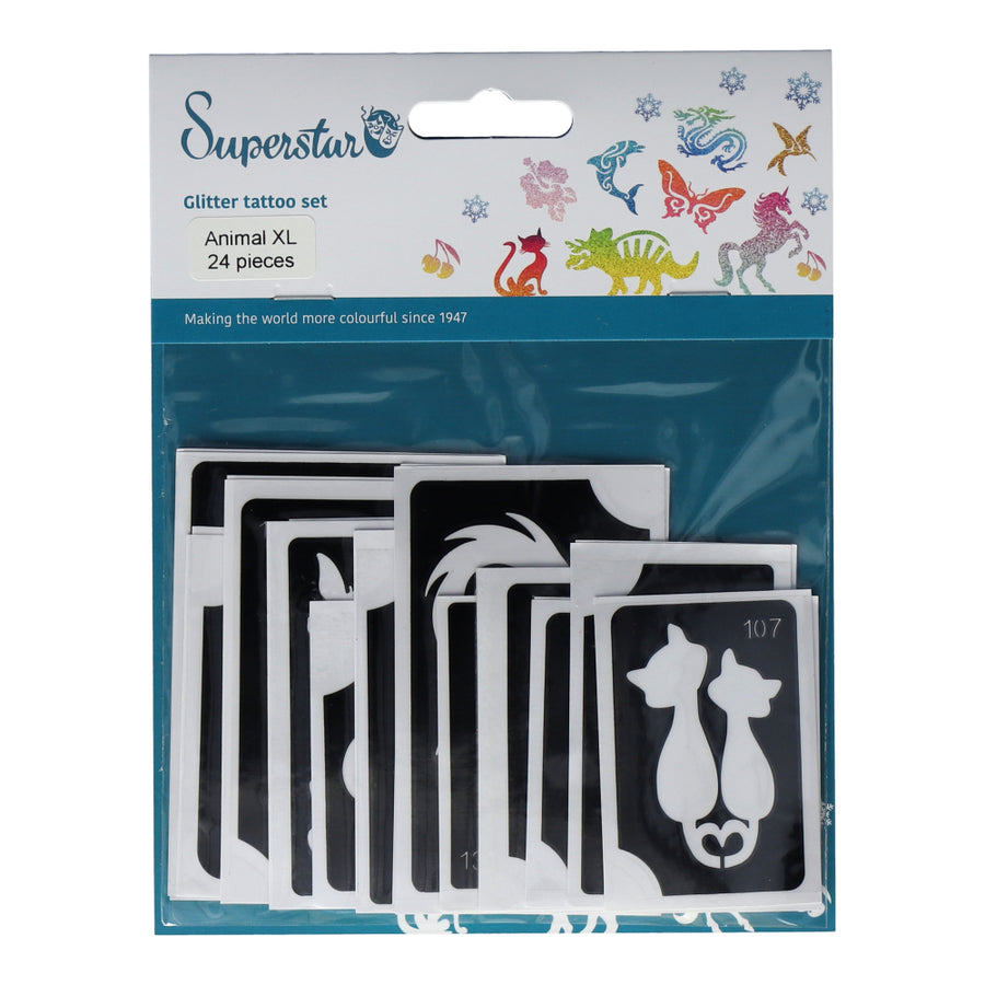 Superstar XL Glittertattoo sjablonen Animal (24 st)