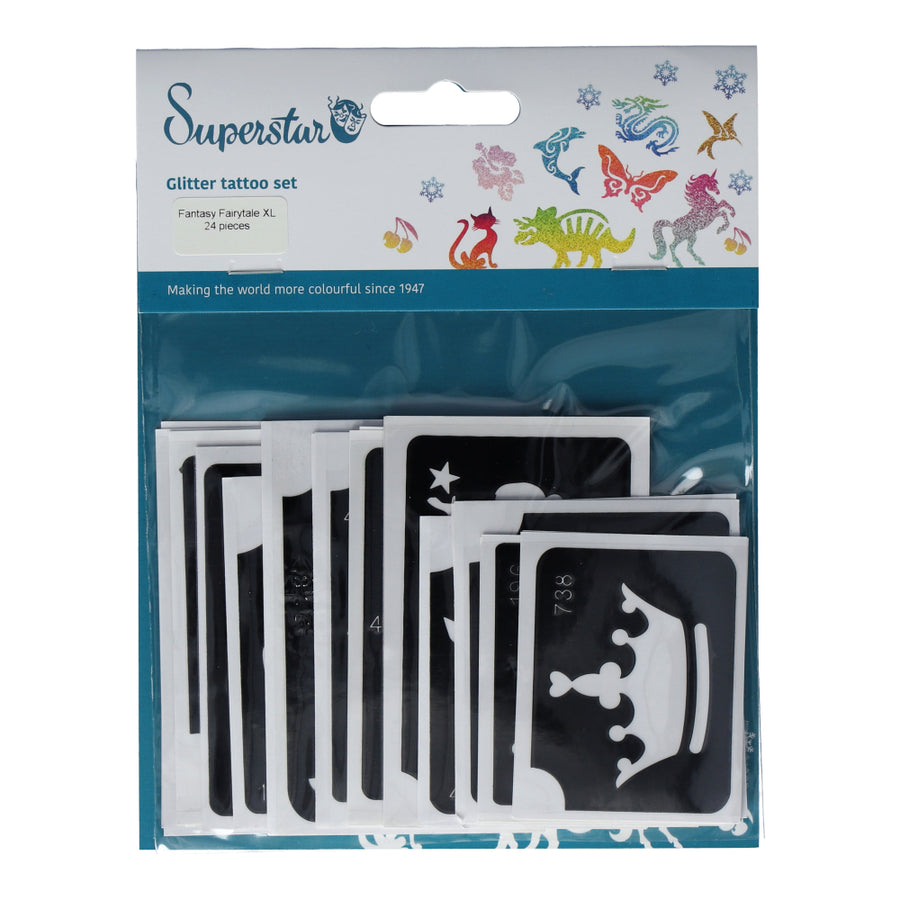 Superstar XL Glittertattoo sjablonen Fantasy Fairytale (24 st)