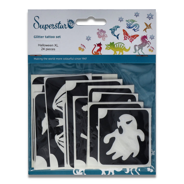 Superstar XL Glittertattoo sjablonen Halloween (24 st)