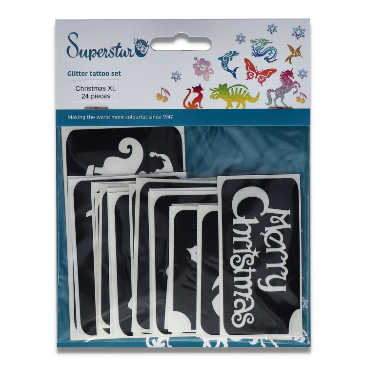 Superstar XL Glittertattoo sjablonen Kerst (24 st)
