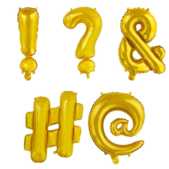 Folieballon - 40 cm - goud - symbolen