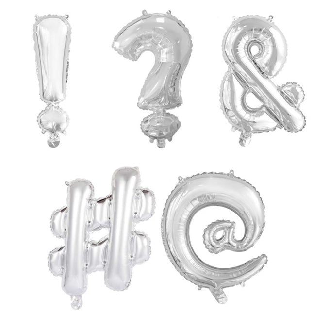 Folieballon - 40 cm - zilver - symbolen