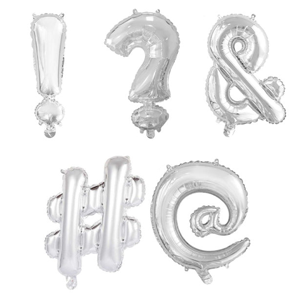 Folieballon - 40 cm - zilver - symbolen