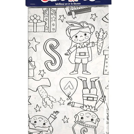 Sinterklaas tafelkleed inkleurbaar - 220 x 138 cm