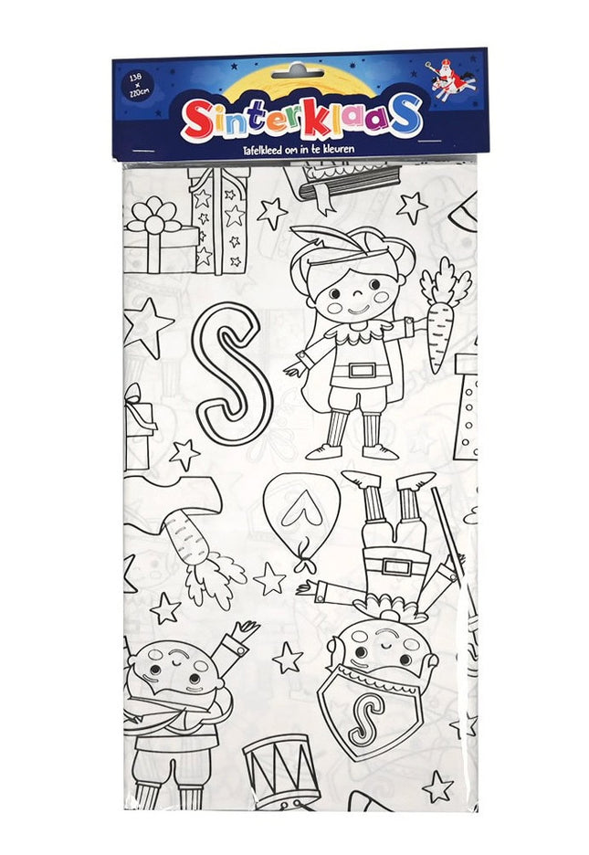Sinterklaas tafelkleed inkleurbaar - 220 x 138 cm