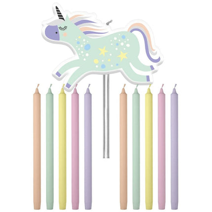 Unicorn Kaarsen regenboog - 11 stuks - 10 cm