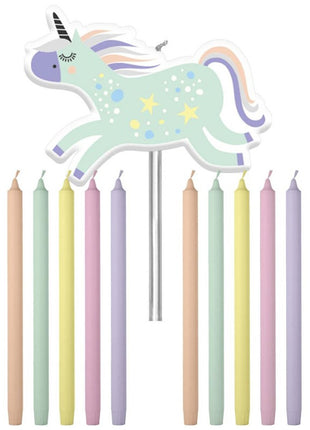 Unicorn Kaarsen regenboog - 11 stuks - 10 cm