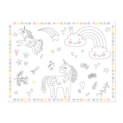 Unicorn Placemats Kleurplaten regenboog - 6 stuks