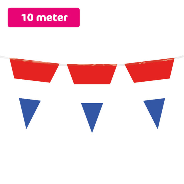 Vlaggenlijn / slinger - 10 meter - Nederland - rood wit blauw vlaggetjes