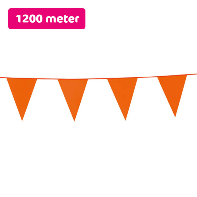 Vlaggenlijn / slinger - 1200 meter (24 x 50 meter) - oranje vlaggetjes