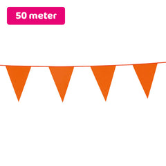 Vlaggenlijn / slinger - 50 meter - oranje vlaggetjes