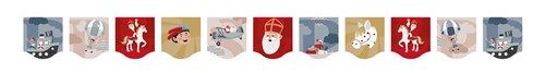 Sint & Co textiel Vlaggenlijn / slinger  - 6 meter vlaggetjes