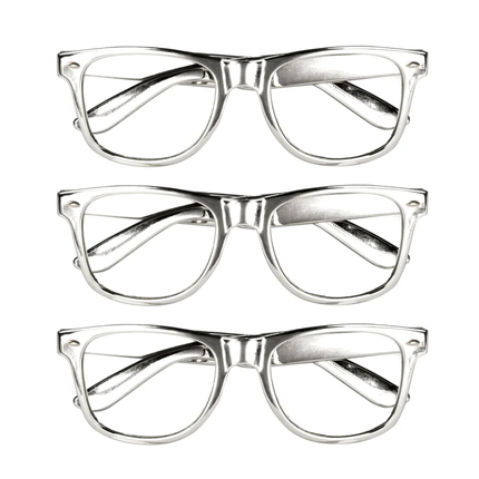 Partybrillen - 3 stuks - zilver