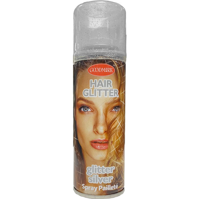 Haarkleurspray glitter zilver - 125 ml