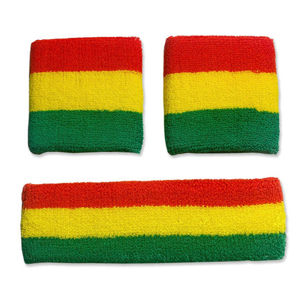 Carnaval zweetbandjes 3-delige set - rood/geel/groen